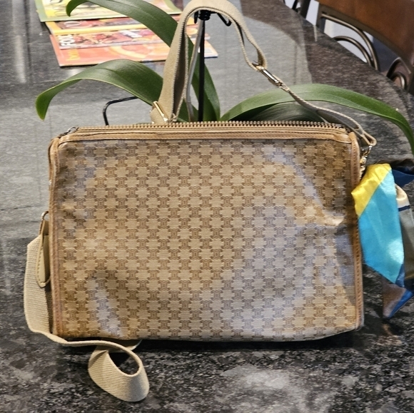 Céline Macadam Monogram Vintage Coated Canvas Clutch with Strap & Twilly Added - Picture 16 of 16